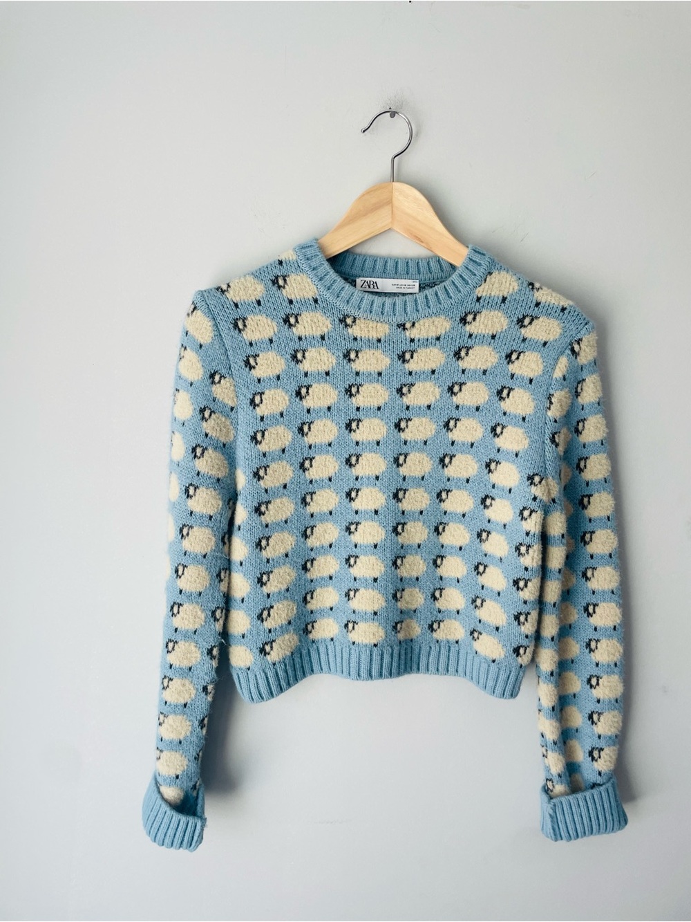 Zara Sheep Cropped Sweater RARE